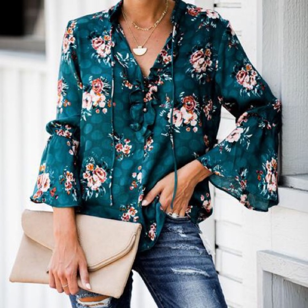 Floral Ruffle Blouse
